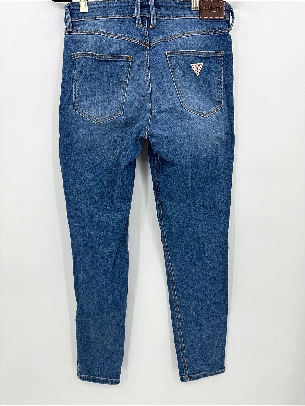 Guess High Rise Skinny 1981 Iconic Triangle Logo Button Fly Denim Jeans Size 31